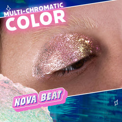 wet n wild Nova Beat swatches on skin displaying shifting rainbow payoff