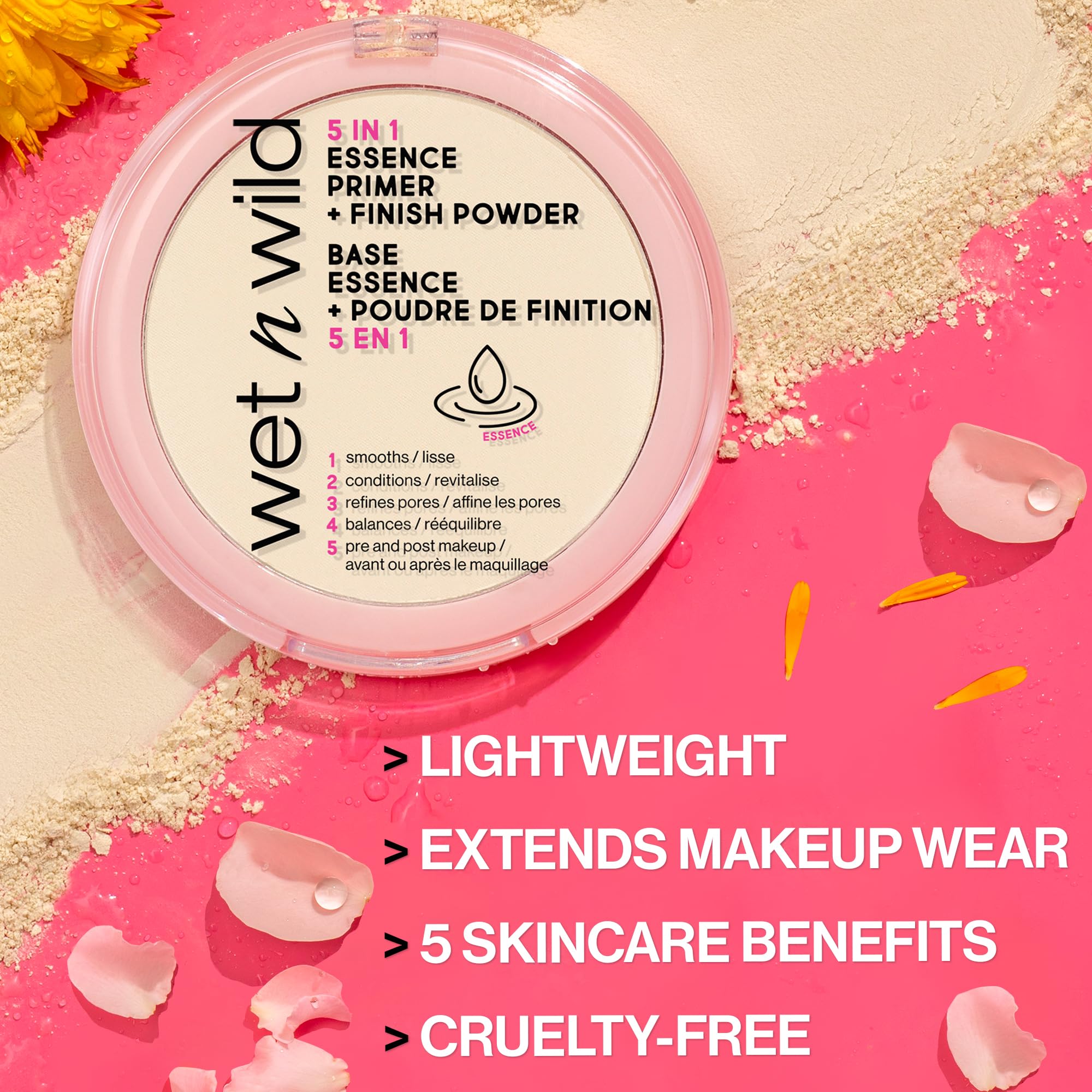 wet n wild open compact powder revealing yellow-tinted essence and silky surface for benefit