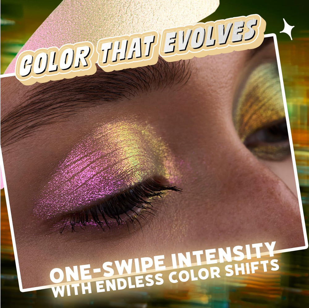 wet n wild swatch on arm displaying Starlight Fever color-shift payoff