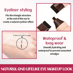 WEYRAVA model wearing stamped cat-eye wings showcasing neat, lasting definition