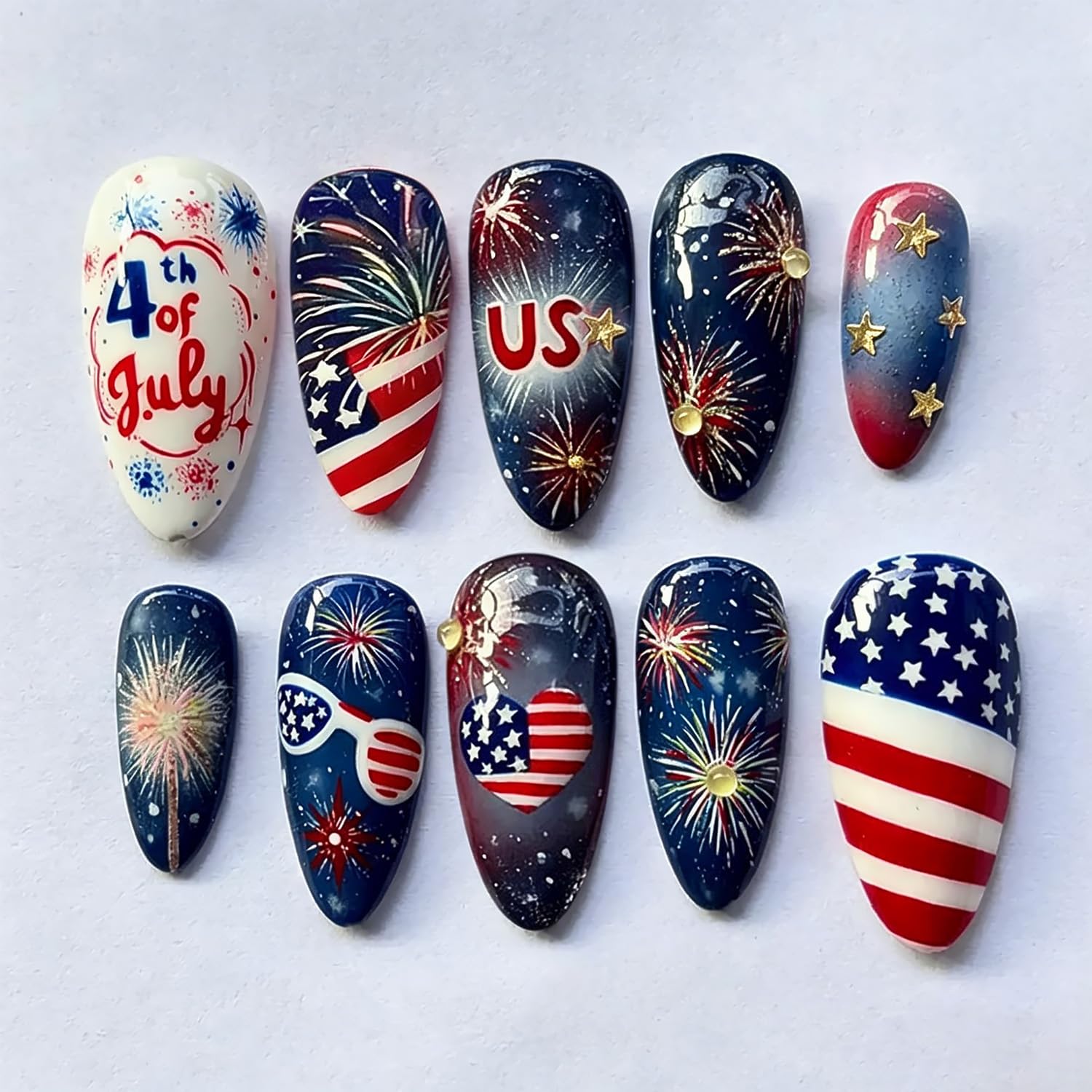 WFBBKP front packaging showing full 30-piece patriotic nail set and benefits