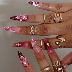 WFBBKP front set display showing full 24-piece nails and floral design for instant glam