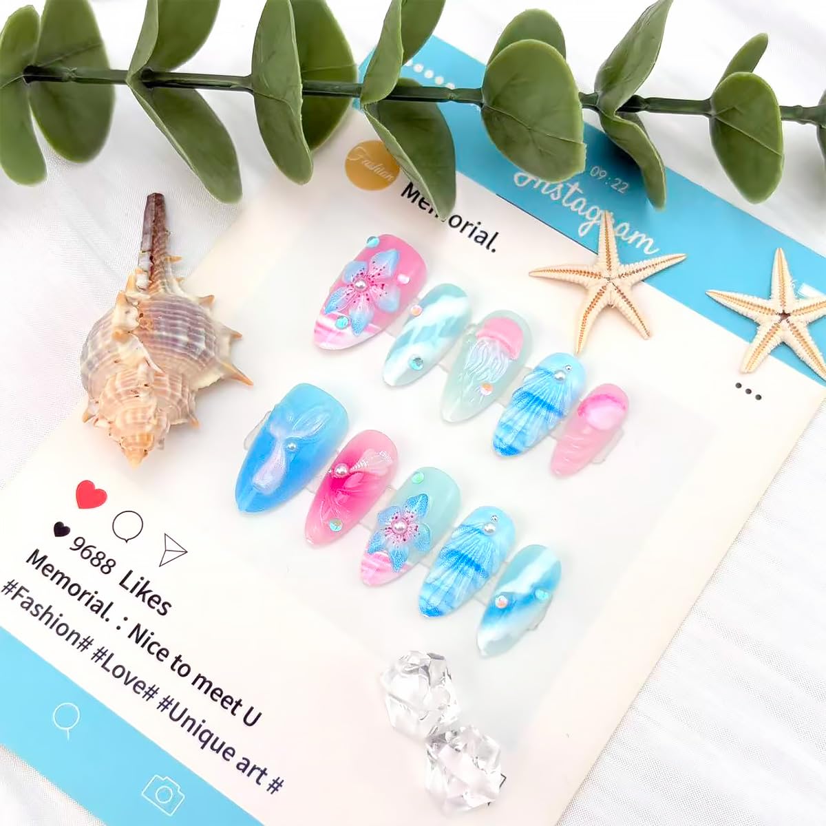 WFBBKP side profile of medium almond nails showing wearable shape