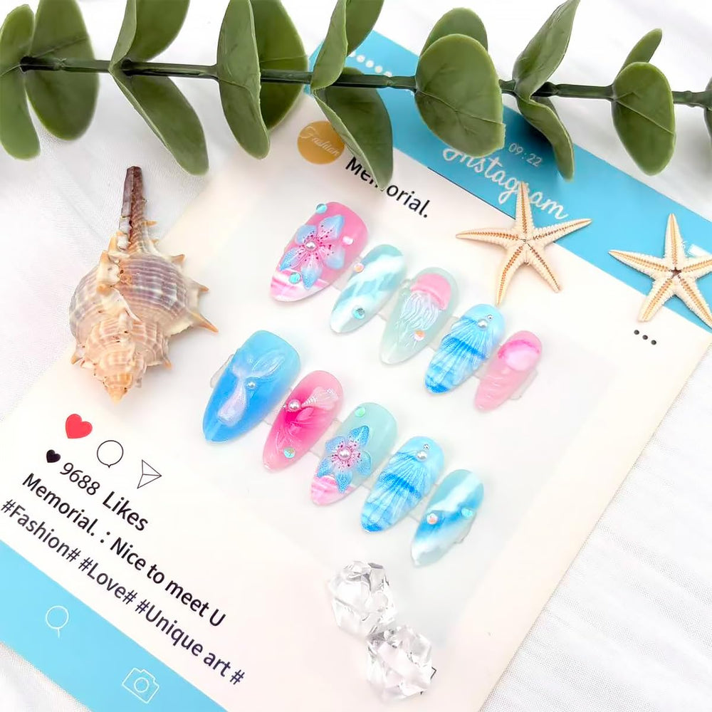 WFBBKP side profile of medium almond nails showing wearable shape