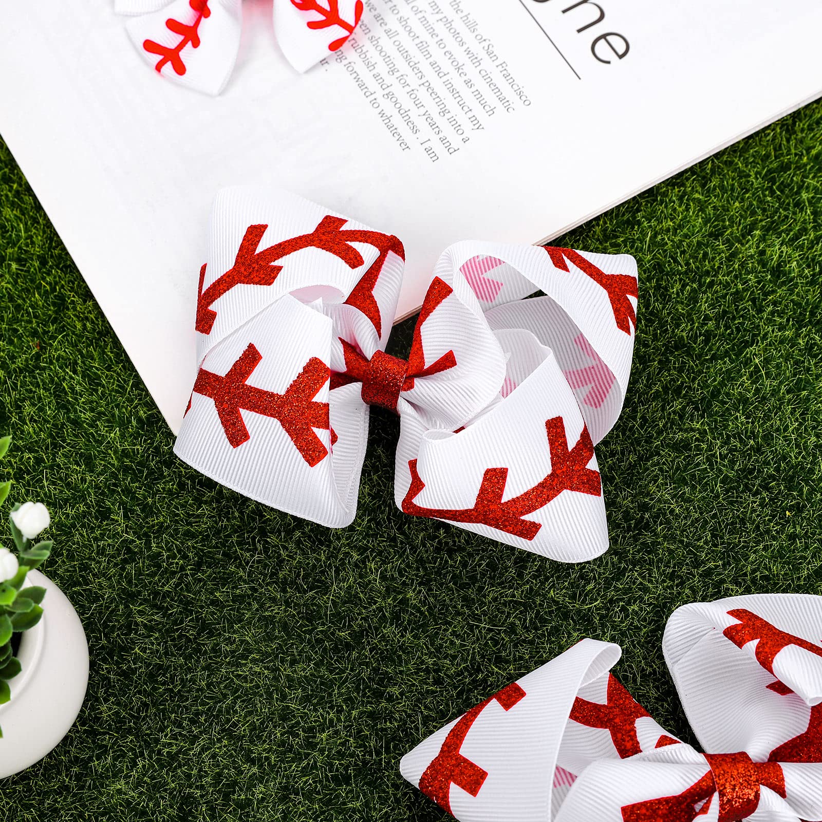Whaline bow worn in a ponytail demonstrating secure fit and playful game-day style