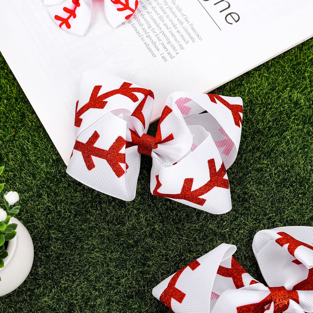 Whaline bow worn in a ponytail demonstrating secure fit and playful game-day style