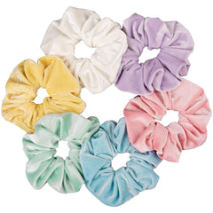 Whaline front view of six pastel scrunchies set, convenient pack
