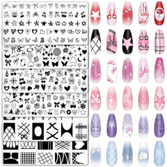 Whaline front view of six coquette nail plates showing variety and organization