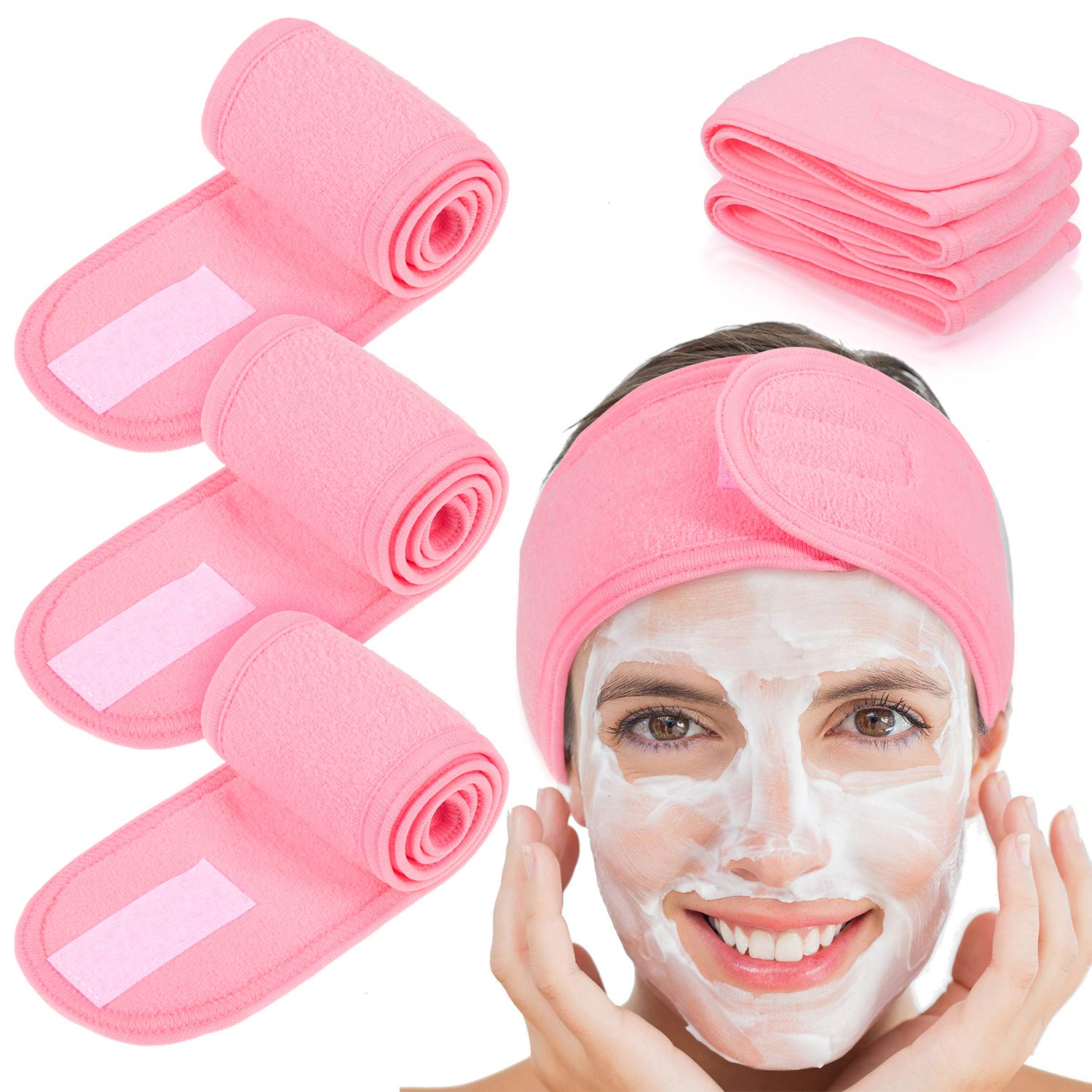 Whaline pink headbands front view showing neat fold and design for tidy hair