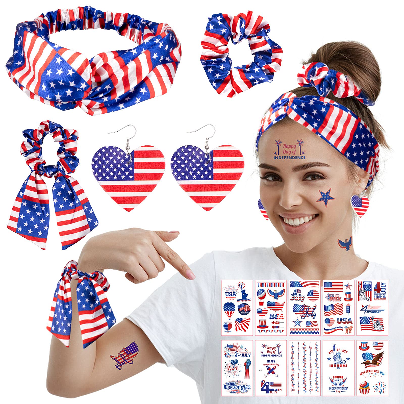 Whaline headband front view showing flag pattern and comfortable fit