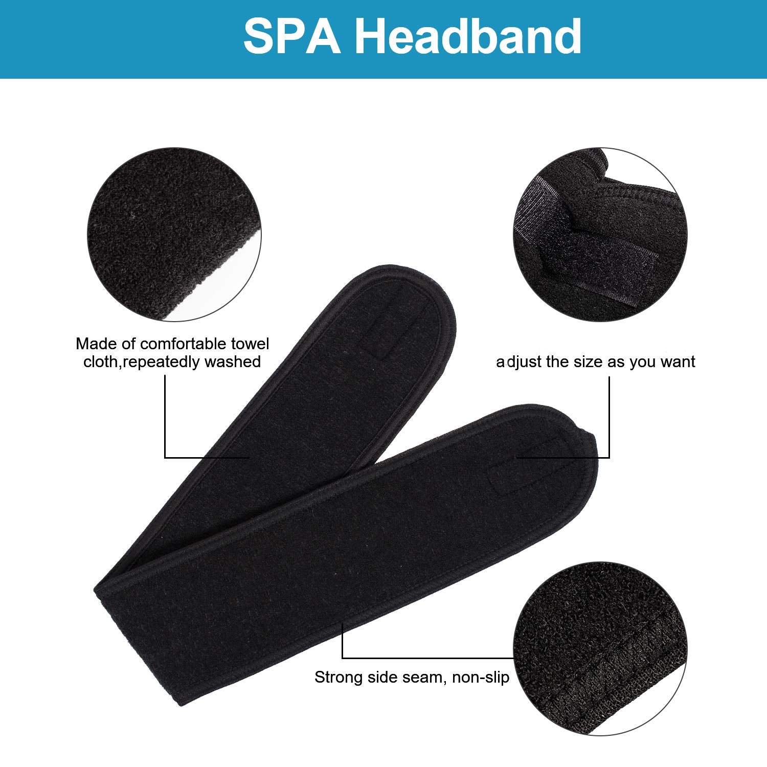 Whaline headband on bathroom counter ready for shower use and quick drying