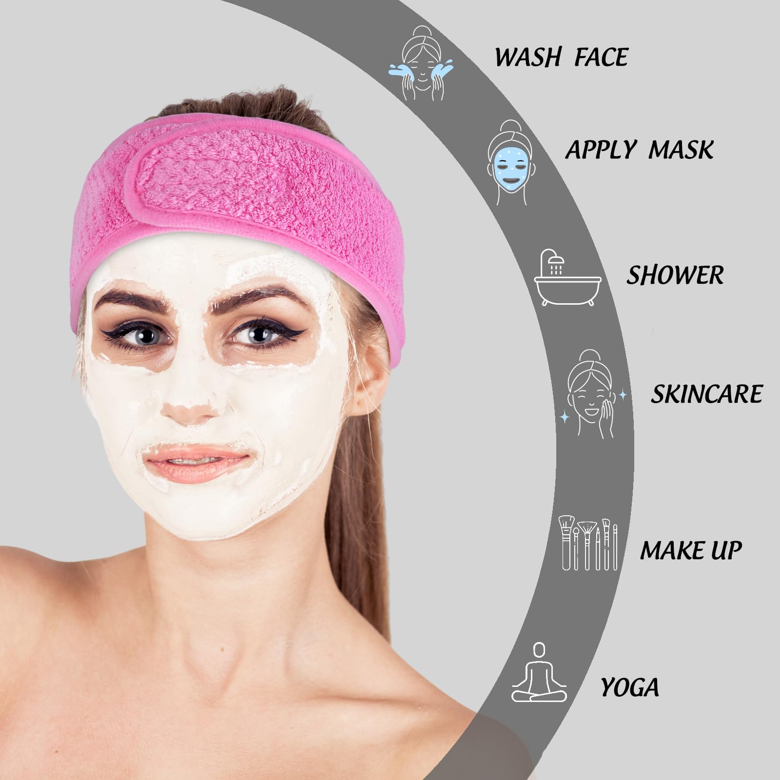 Whaline worn during skincare routine keeping hair away, comfortable