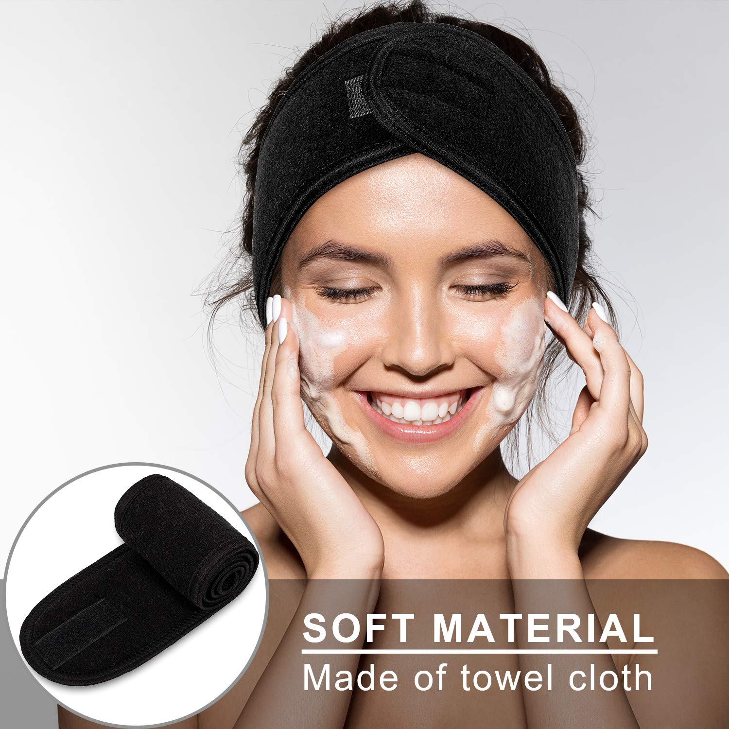 Whaline headband on model in spa setting showing professional neatness benefit