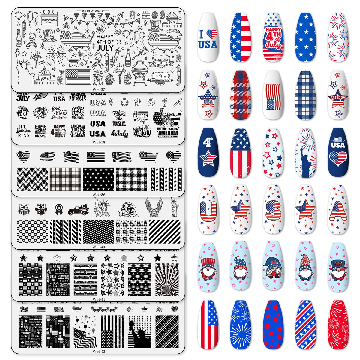 Whaline plate front view showing patriotic collection for quick design