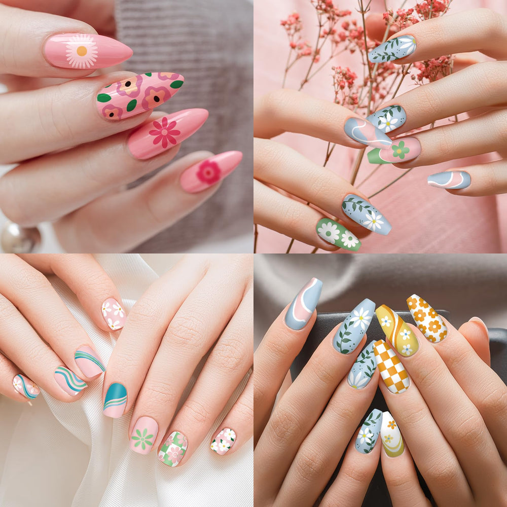 Whaline reverse-stamping decal being colored to create custom multicolor nail art