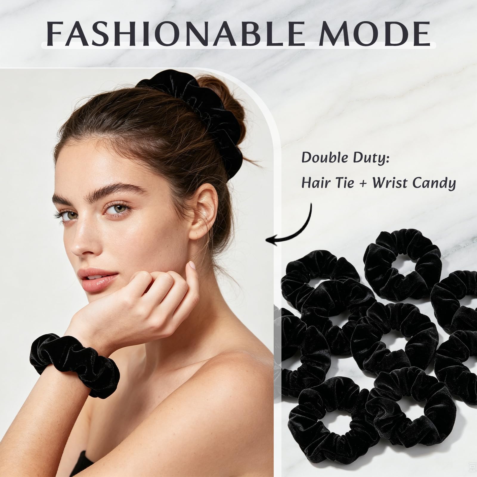Whaline twelve scrunchies stacked to show abundance and gifting convenience