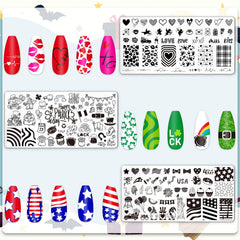 Whaline stamper picking up a festive design for quick nail transfers