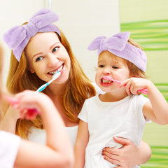 WHAVEL headbands in bathroom setting showing practicality during routines