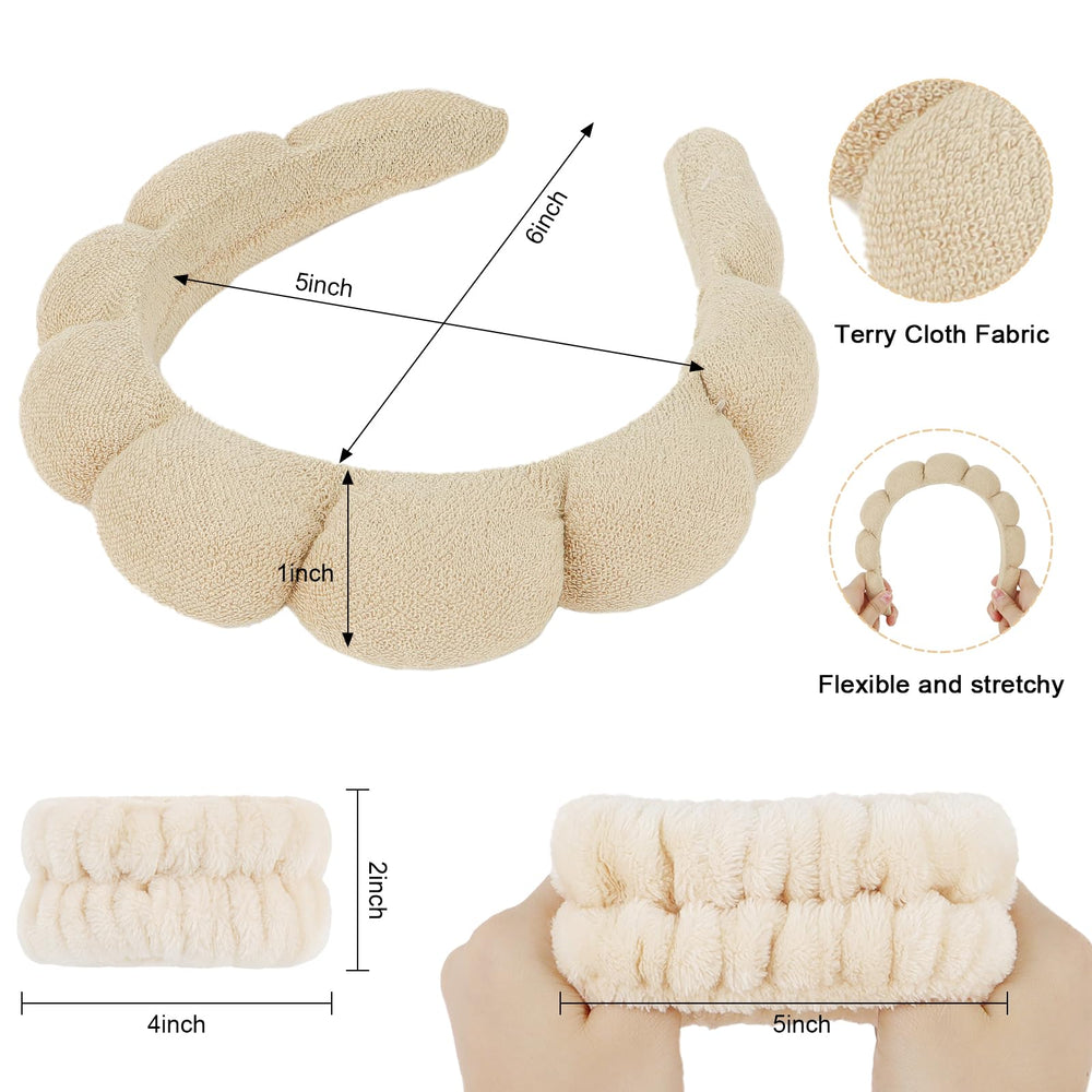WHAVEL close-up of cloud-shaped puffy headband showing soft terry texture and secure fit