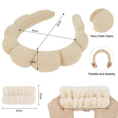 WHAVEL close-up of cloud-shaped puffy headband showing soft terry texture and secure fit