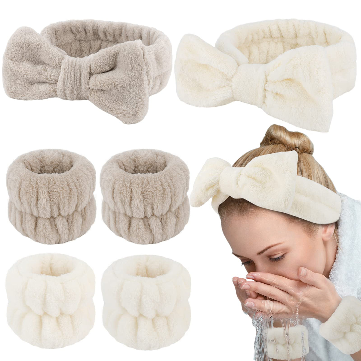 WHAVEL front view of the 6pcs headband and wristbands set showing contents and appeal