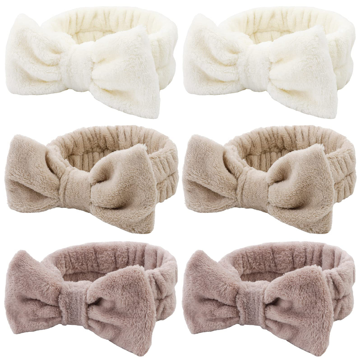 WHAVEL front-pack visual showing six fluffy headbands and packaging benefits