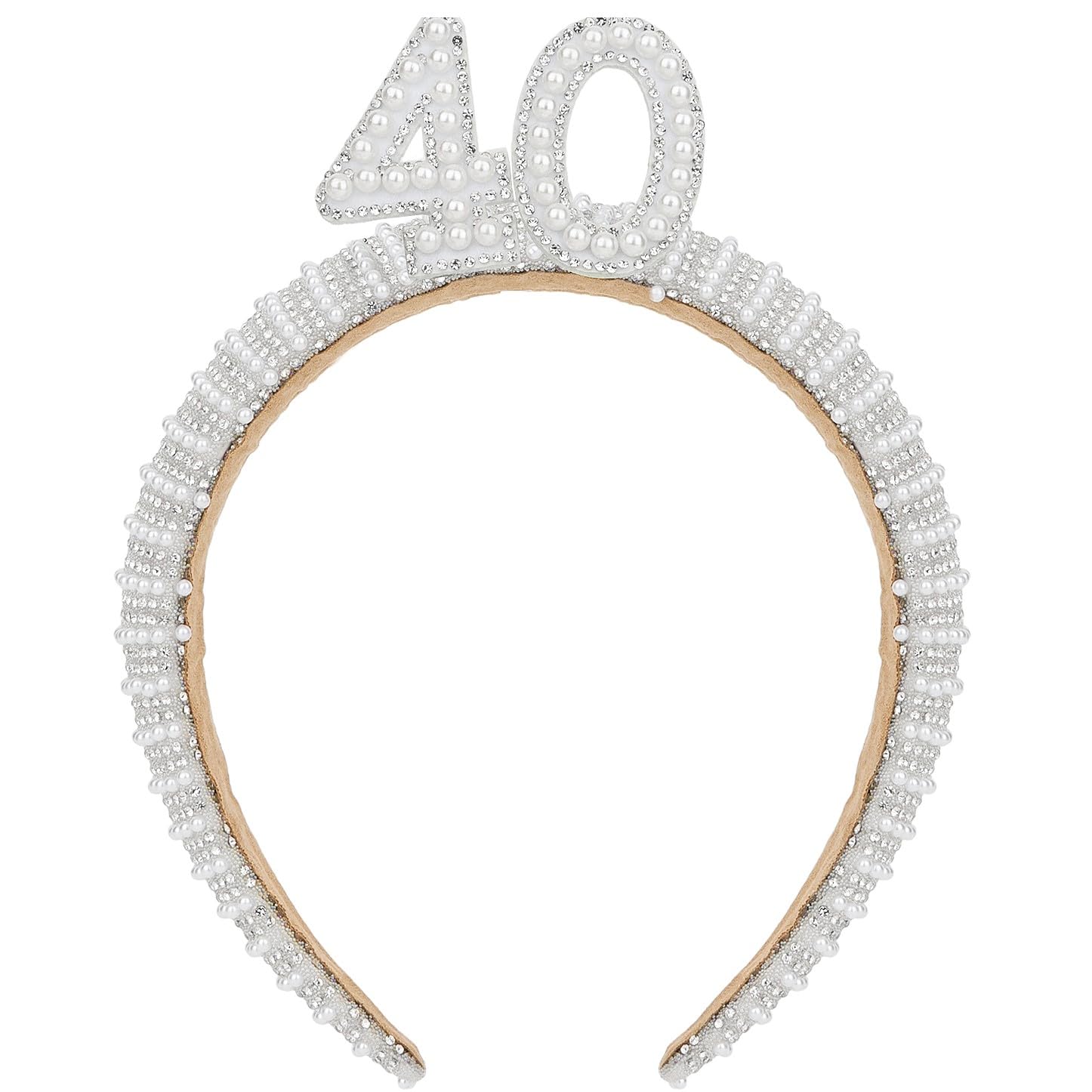 WHAVEL front view of 40th crown showing pearl rhinestone detail and celebratory look