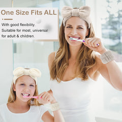 WHAVEL headband worn during face wash demonstrating secure hair protection and comfort