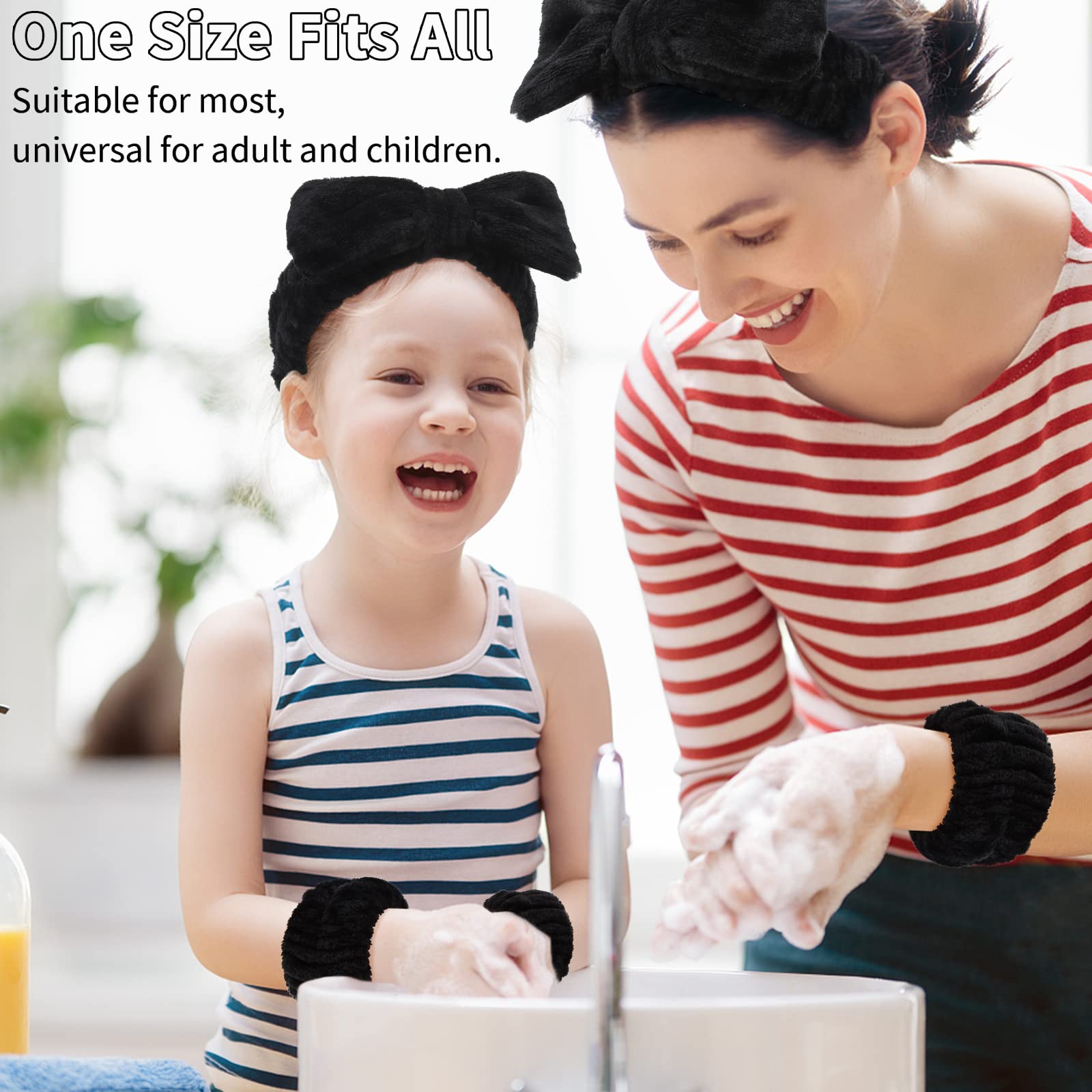 WHAVEL model wearing headband while washing face demonstrating hair protection