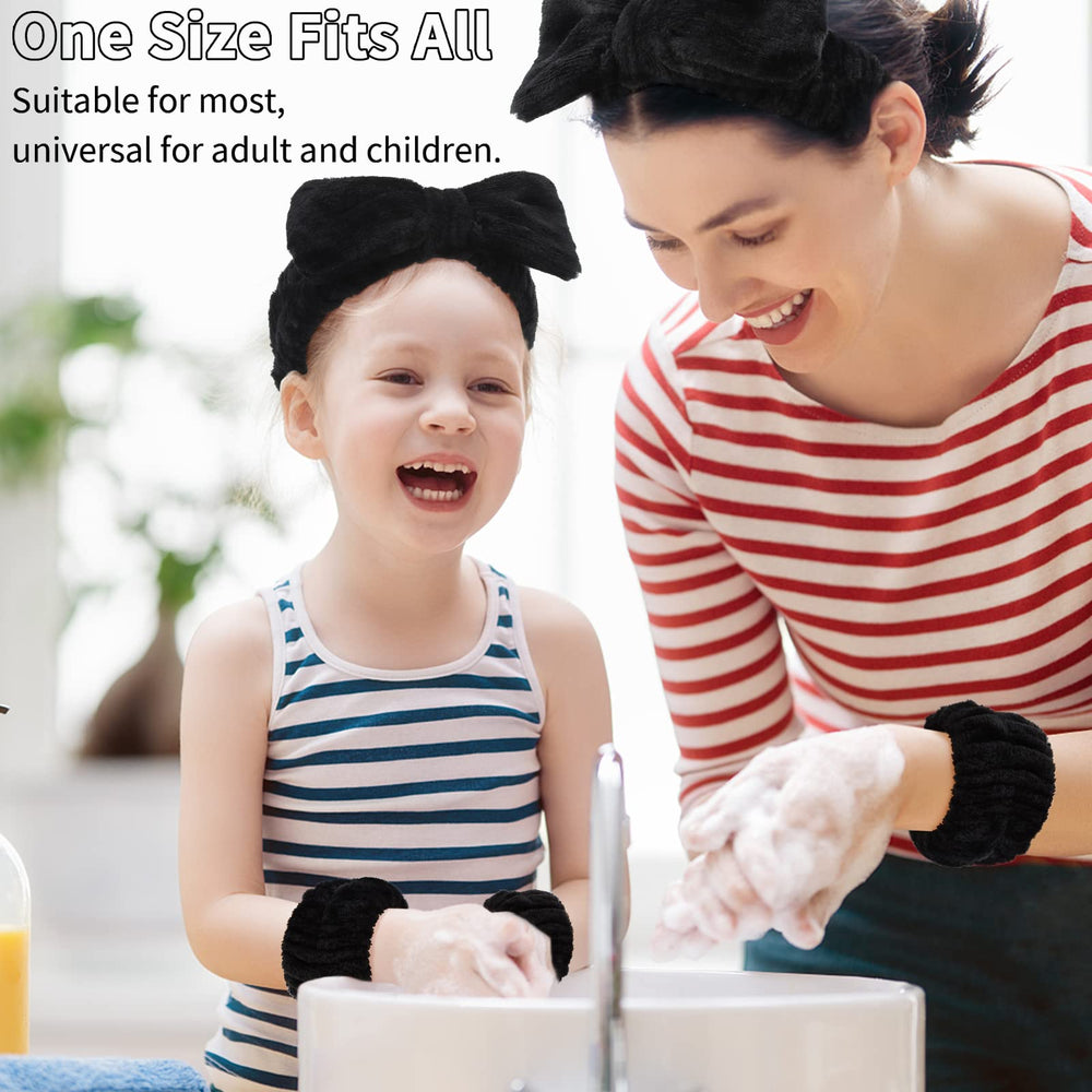 WHAVEL model wearing headband while washing face demonstrating hair protection