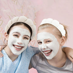 WHAVEL headband worn during face wash keeps hair back and makes cleansing easier