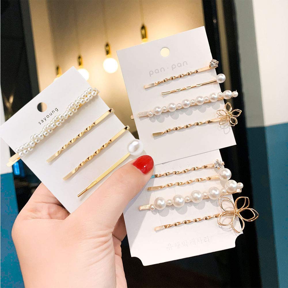 whitebridge front view showing 12-piece pearl and crystal bobby pins, elegant styling benefit