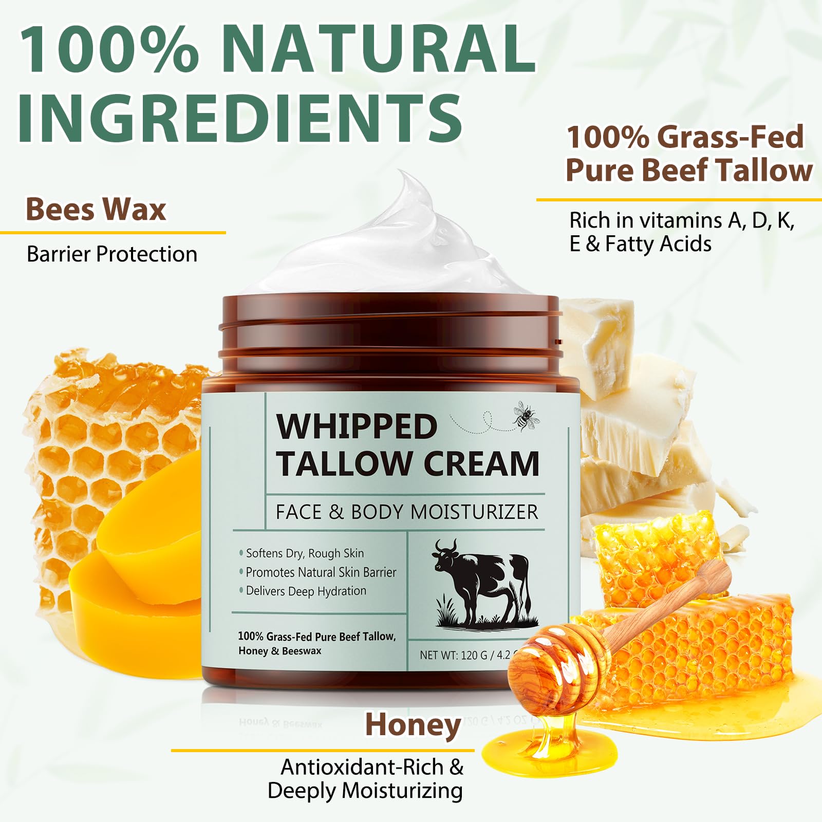 WHLH & WELL-BEING raw honey and beeswax ingredients highlighting natural nourishment