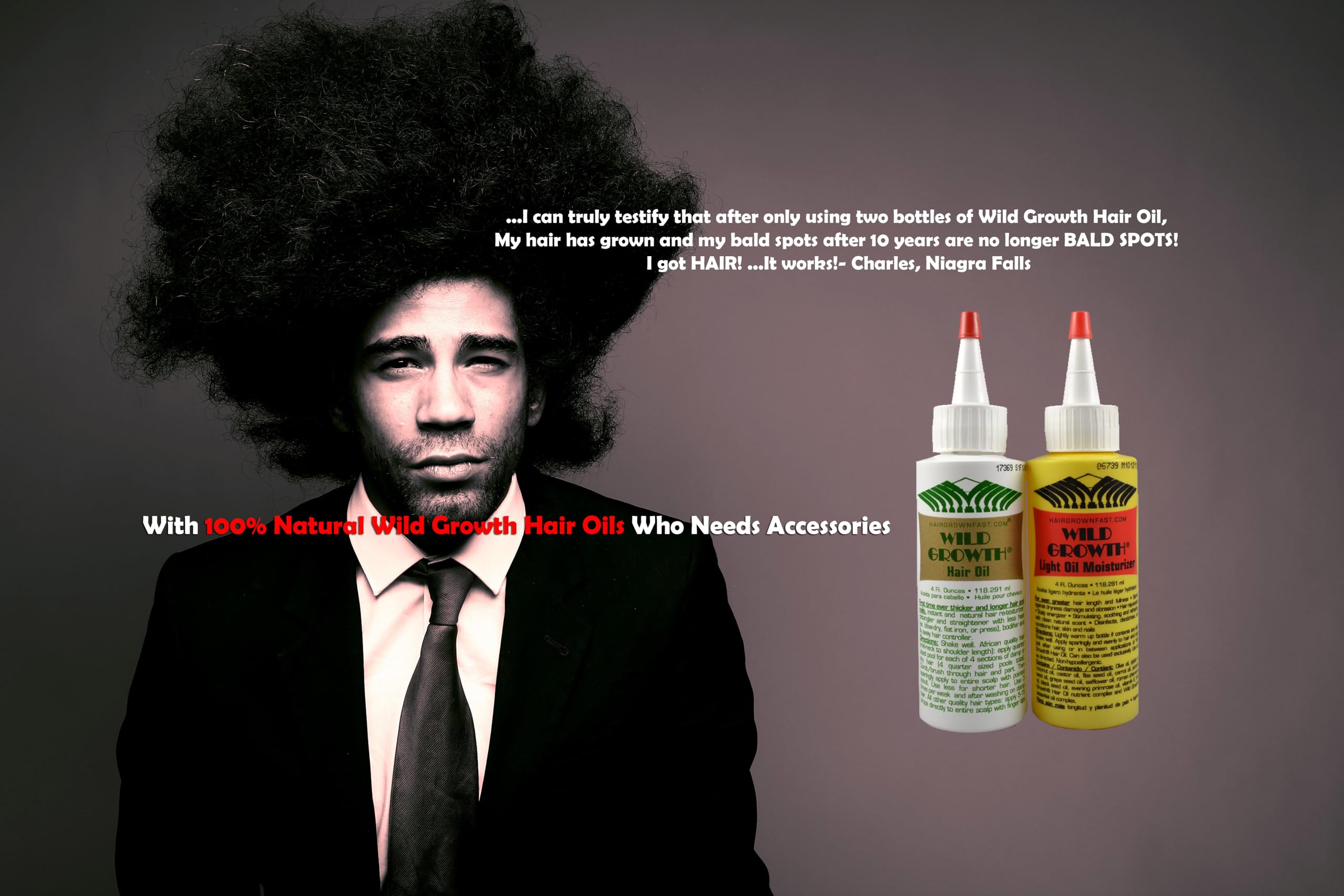 Wild Growth oil in hand being applied to hair demonstrating easy control and smoother styling