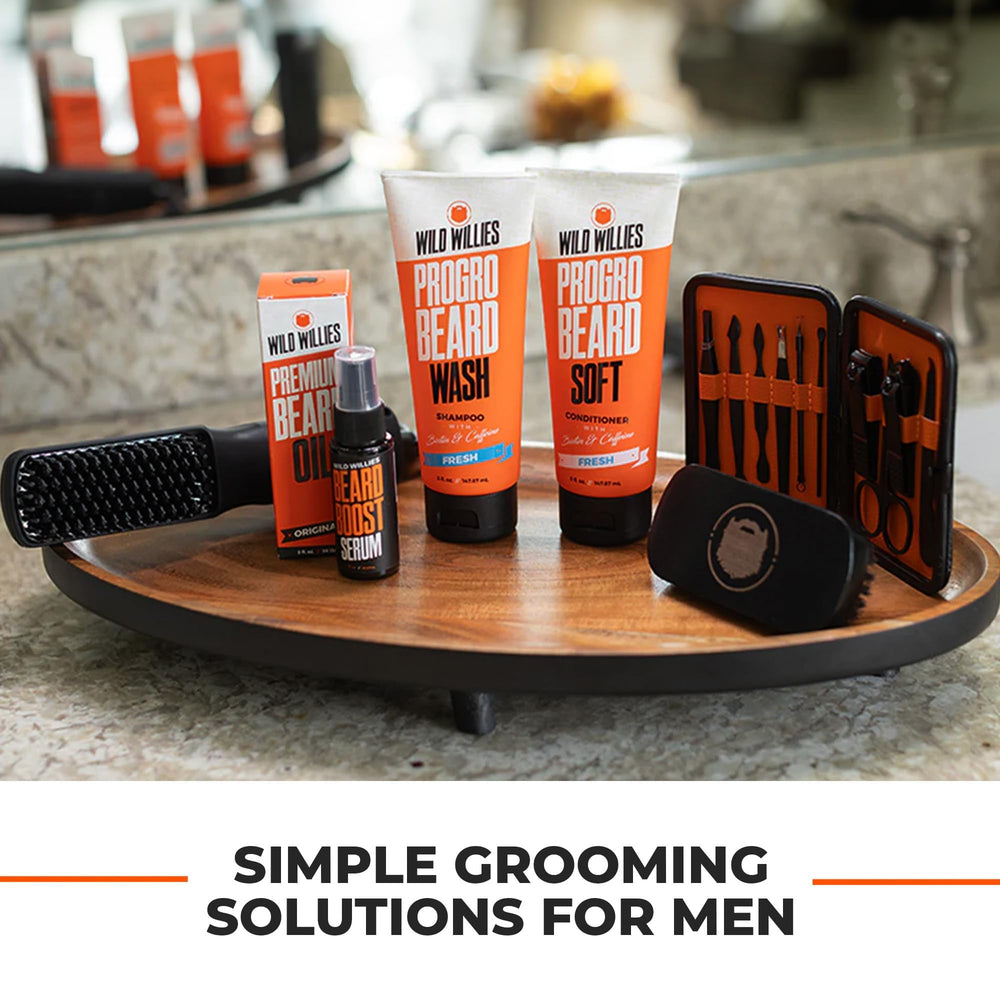Wild Willies used by man washing beard showing clean, refreshed skin