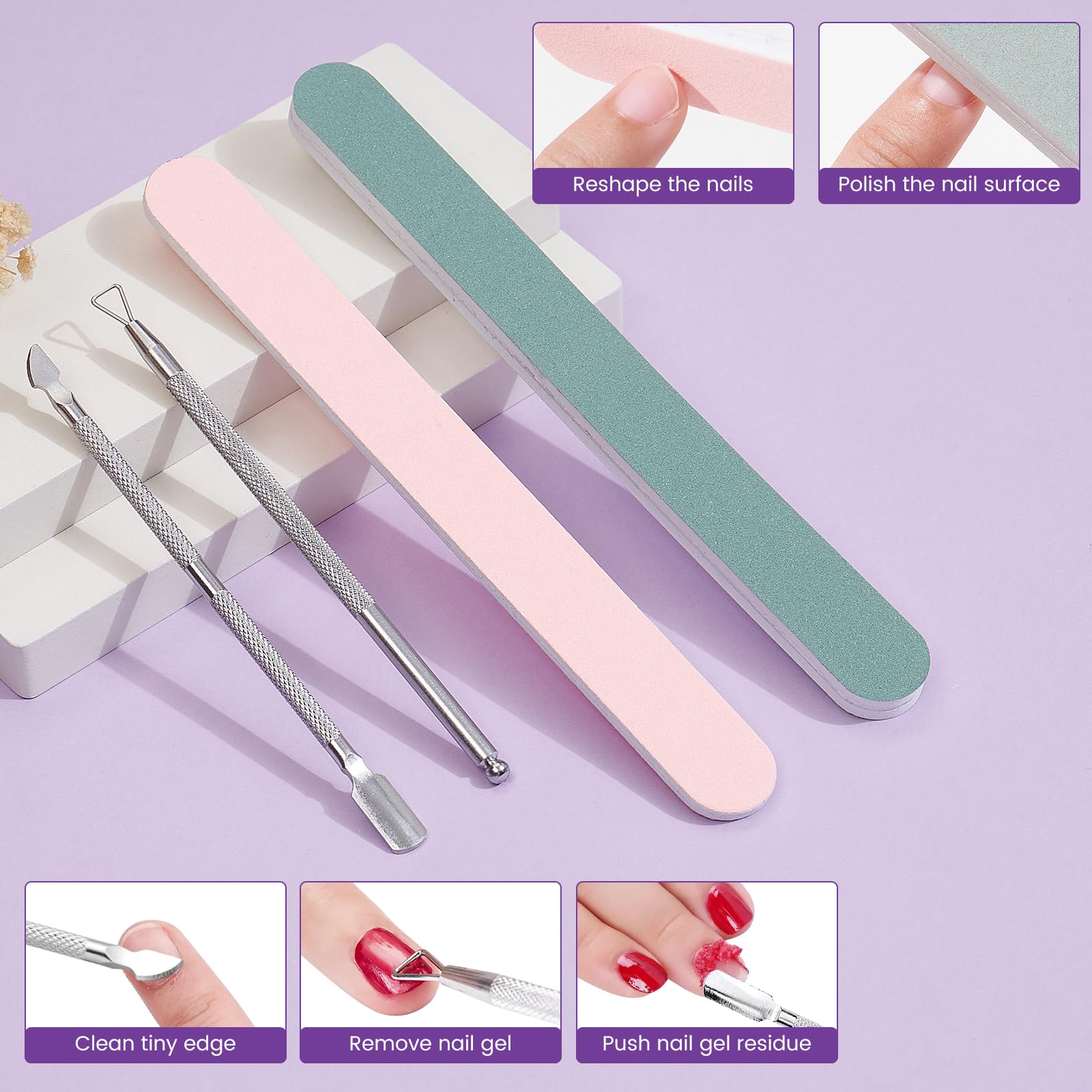 Wilfniee included nail file cuticle pusher and pink gift box for ready kit benefit