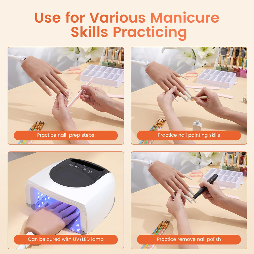 Wilfniee hand in use during acrylic application demonstrating ergonomic positioning benefit