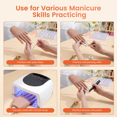 Wilfniee hand in use during acrylic application demonstrating ergonomic positioning benefit