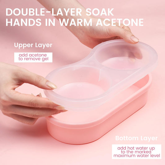 Wilfniee close-up of top soaking tray showing roomy nail coverage benefit