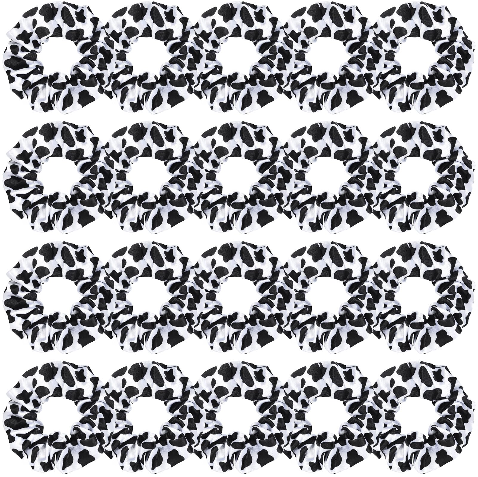 WILLBOND front display of 20 cow print scrunchies showing variety and quantity benefit