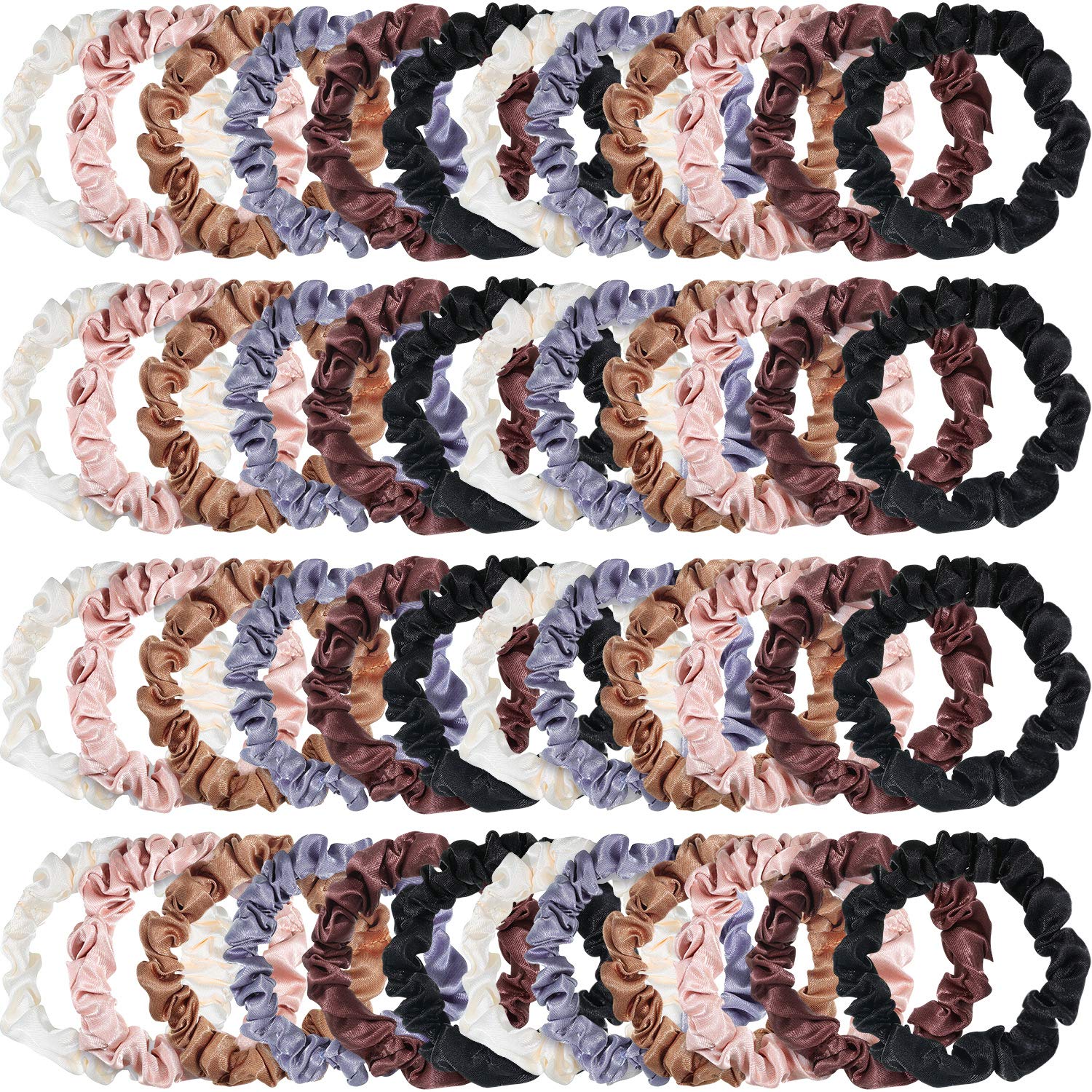 WILLBOND front pack showing 48 satin mini scrunchies, easy bulk styling