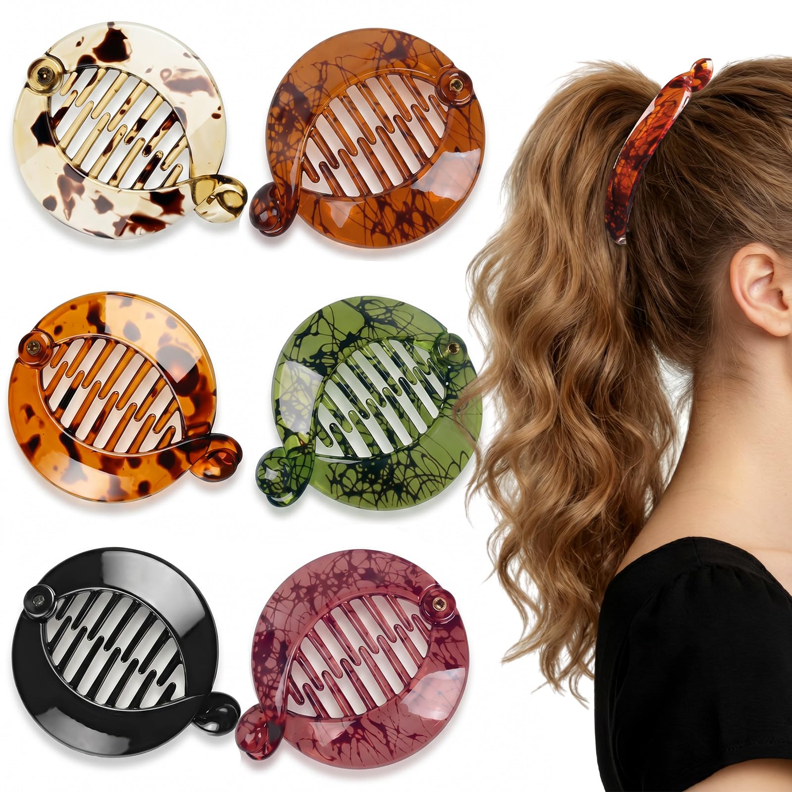 WILLBOND front view of six banana clips showing colorful set and compact packaging benefit