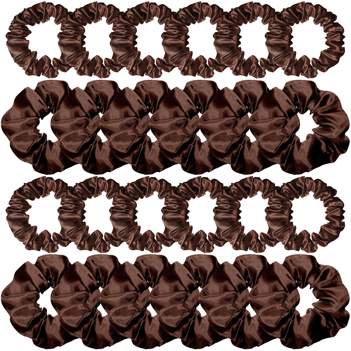 WILLBOND front view of 24 coffee scrunchies, convenient multi-pack