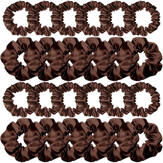 WILLBOND front view of 24 coffee scrunchies, convenient multi-pack