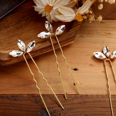 WILLBOND front view of ten gold hair pins showing organized set and packaging, elegant presentation