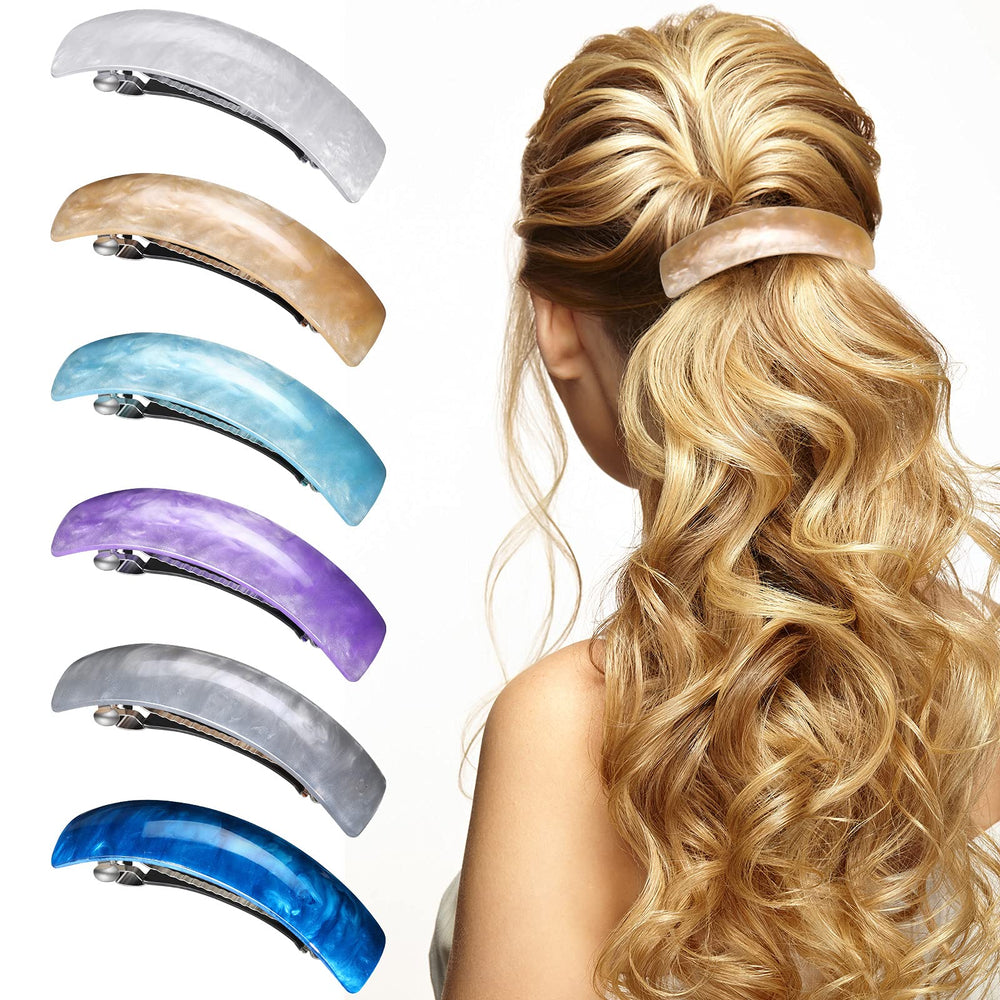 WILLBOND front view of six colored barrettes highlighting shape and color benefits