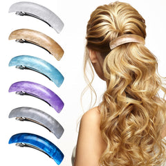 WILLBOND front view of six colored barrettes highlighting shape and color benefits