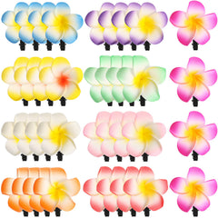 WILLBOND front view of 36 plumeria clips showing colorful assortment and convenience