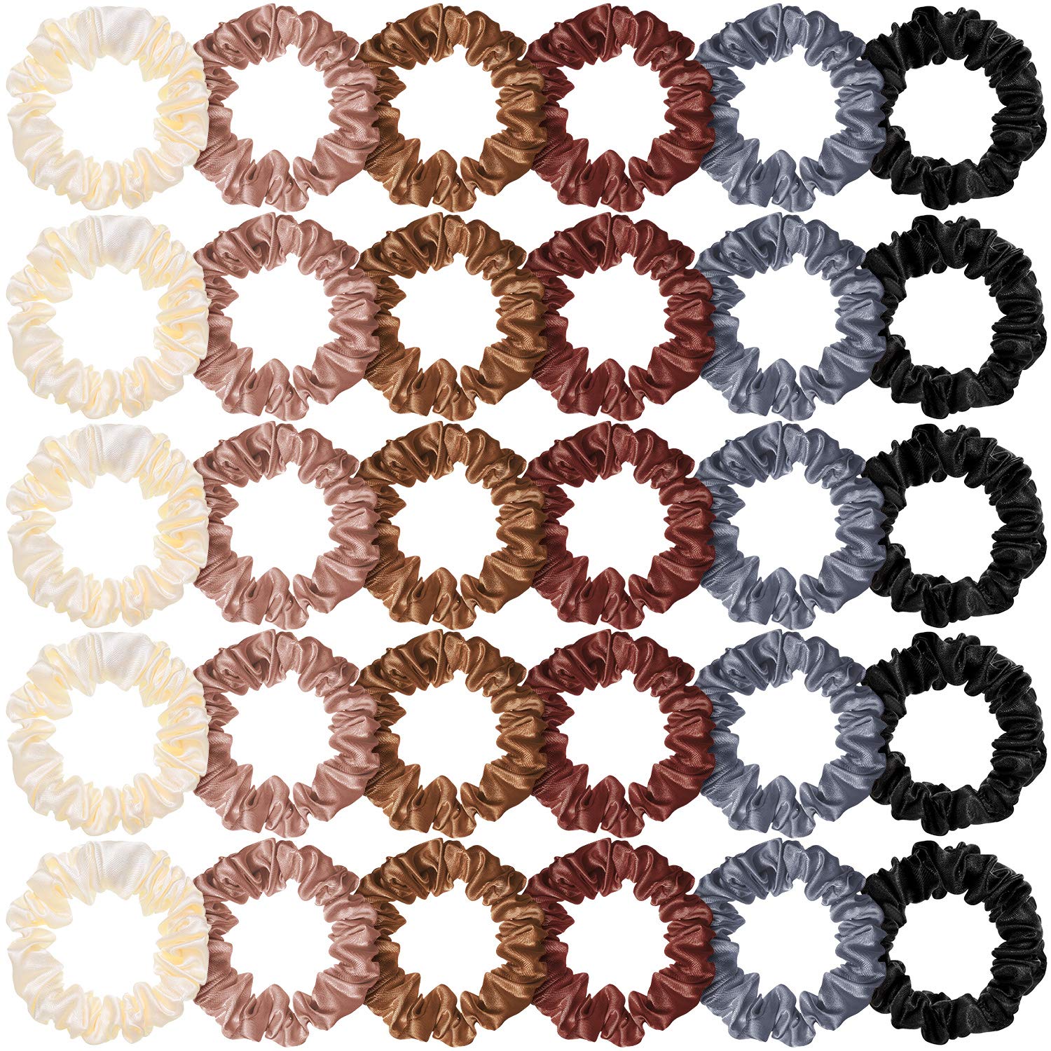 WILLBOND front packaging of 30 satin scrunchies showing variety and convenience