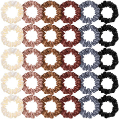WILLBOND front packaging of 30 satin scrunchies showing variety and convenience